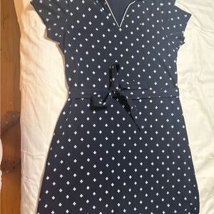 Tommy Hilfiger Navy Midi Dress with White Pattern